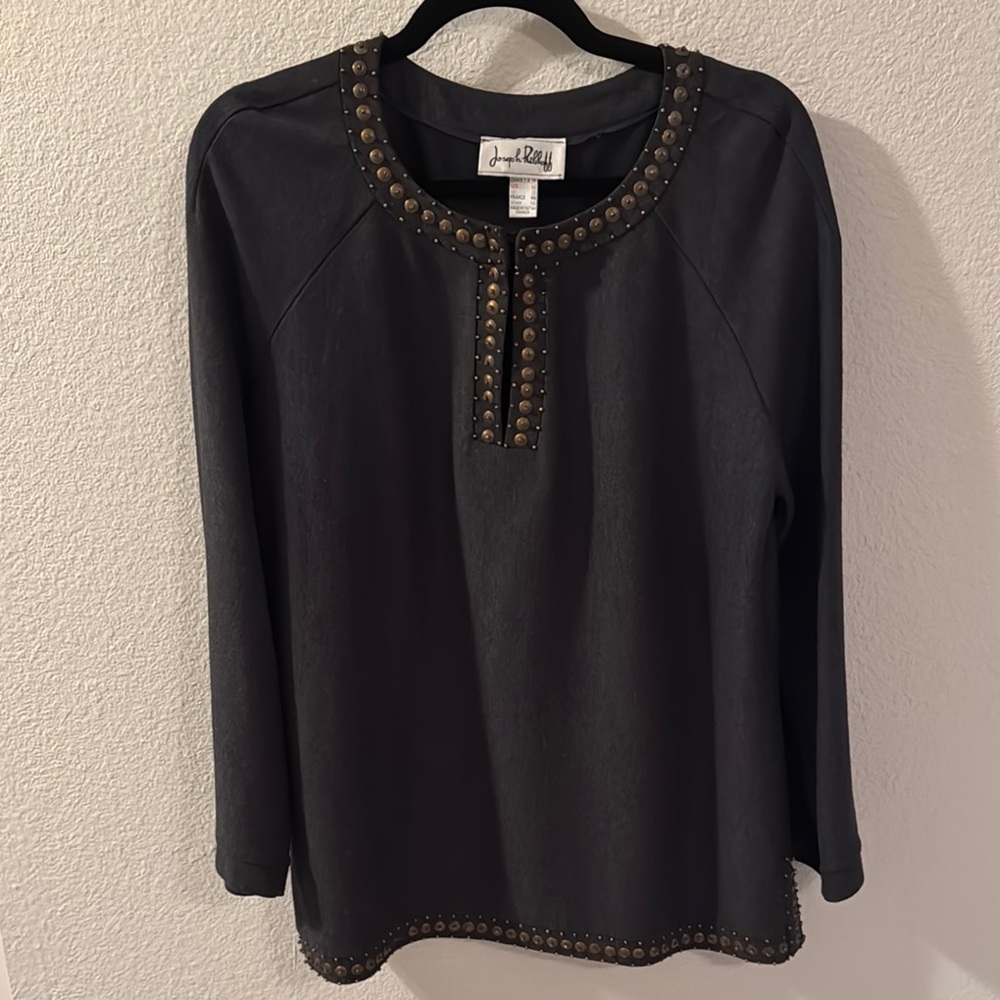 Joseph Ribkoff Black Relaxed Embellished Blouse - Picture 5 of 8